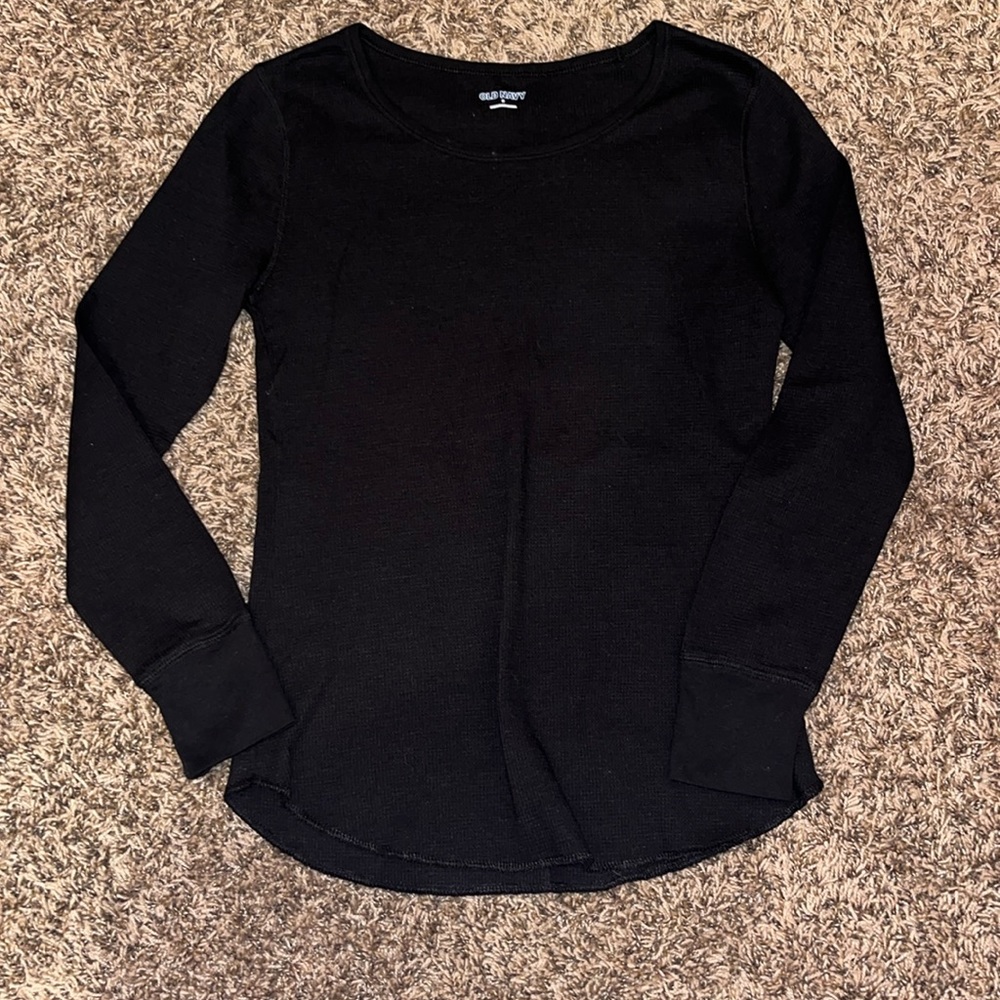 black old navy waffle long sleeve